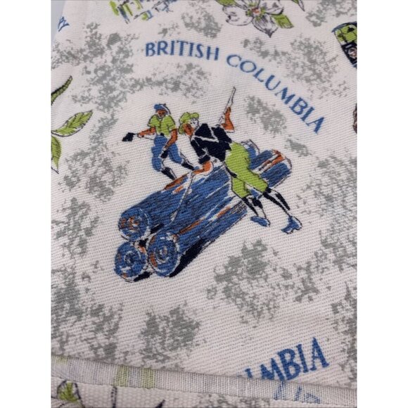 British Columbia Centenary Fabric 1858-1958 Totem Poles Loggers Dogwood 80 x 36 - Picture 4 of 6